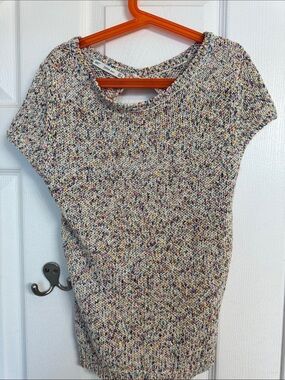 Zara Cream Multicolor Speckled Knit Top